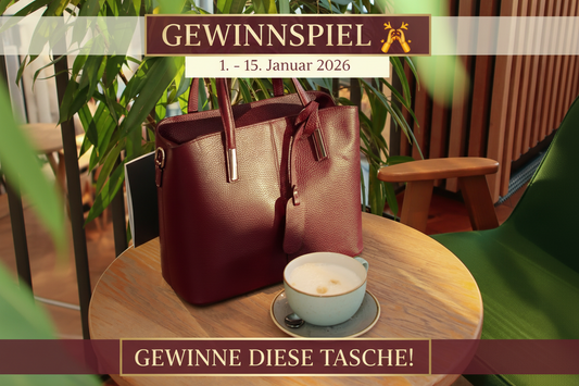 Gewinnspiel Januar 2026 - Premium Ledertasche Bordeaux aus Italien