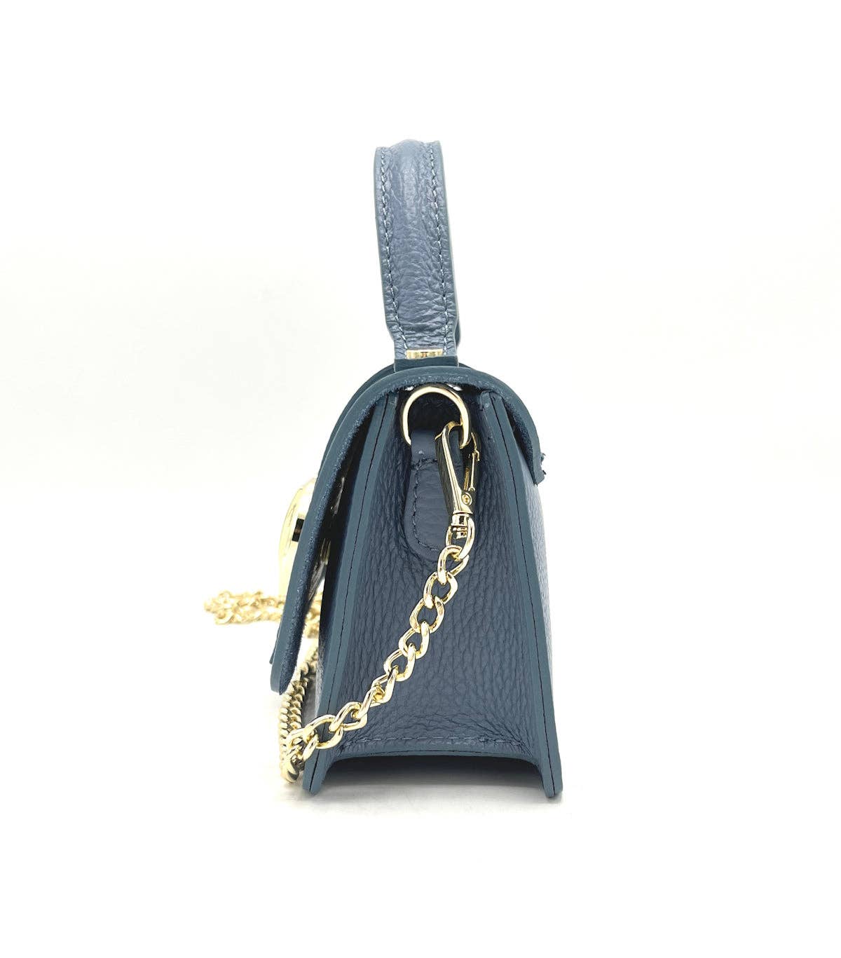 Mini Ledertasche mit Kettenriemen Made in Italy – Art. 112413 | Hellblau