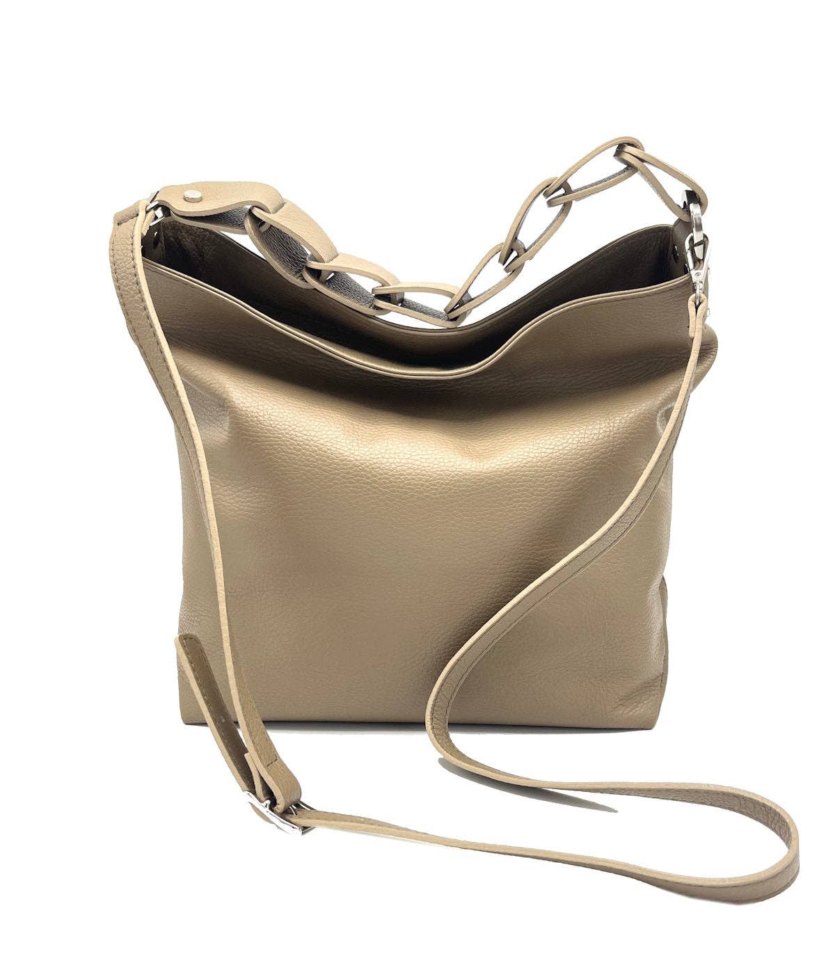 Große Lederschultertasche Made in Italy – Art. 112420 | Taupe