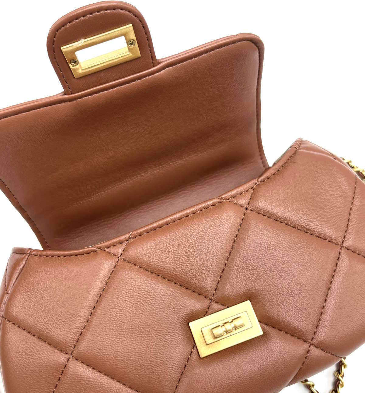 Mini-Kettentasche aus echtem Leder