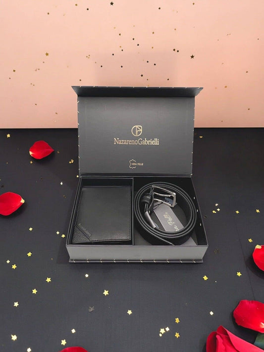 Valentinstagsgeschenk | Herren Leder Geldbörse & Gürtel Set, Art. IDK969-35