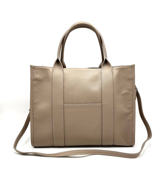 Große Ledertasche Damen Made in Italy – Art. 112428 | Taupe