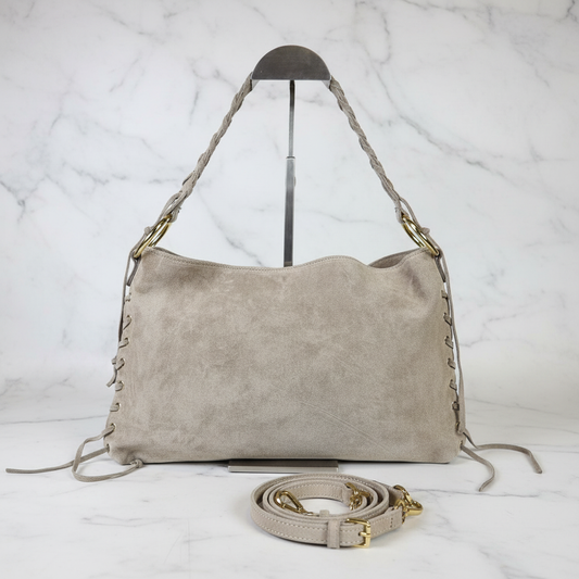 Shoulder Bag aus echtem Wildleder – Fango – Hergestellt in Italien