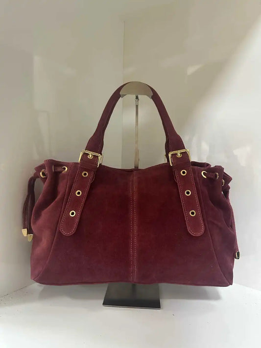 Borsa Yara aus echtem Wildleder Bordo, Hergestellt in Italien