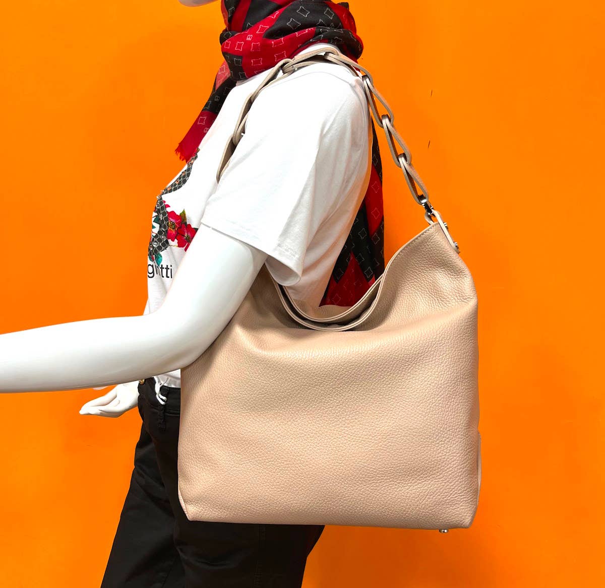 Große Lederschultertasche Made in Italy – Art. 112420 | Taupe