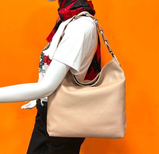Große Lederschultertasche Made in Italy – Art. 112420 | Taupe