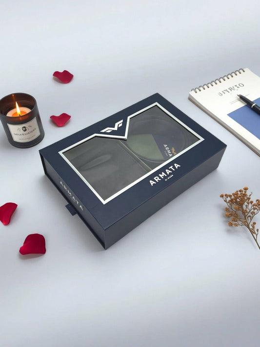 Valentinstagsgeschenk | Herren Leder Geldbörse & Gürtel Set, Art. IDK964-35