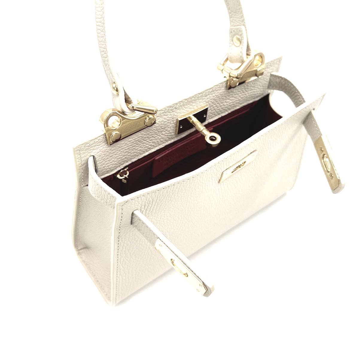 Kleine Lederschultertasche Made in Italy – Art. 112607 | Beige