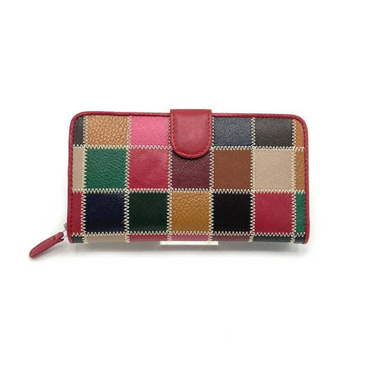Damen-Geldbörse aus echtem Leder im Patchwork-Design, Art. 850.500