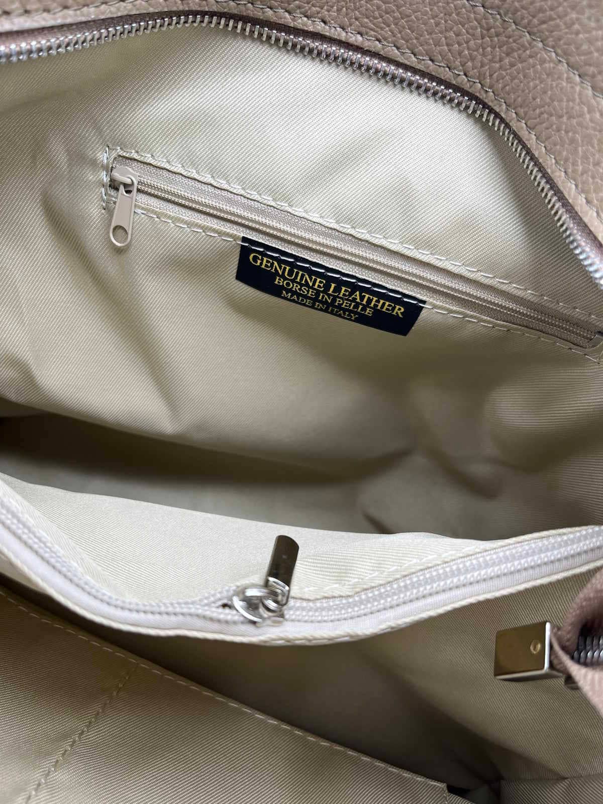 Große Lederschultertasche Made in Italy – Art. 112420 | Taupe