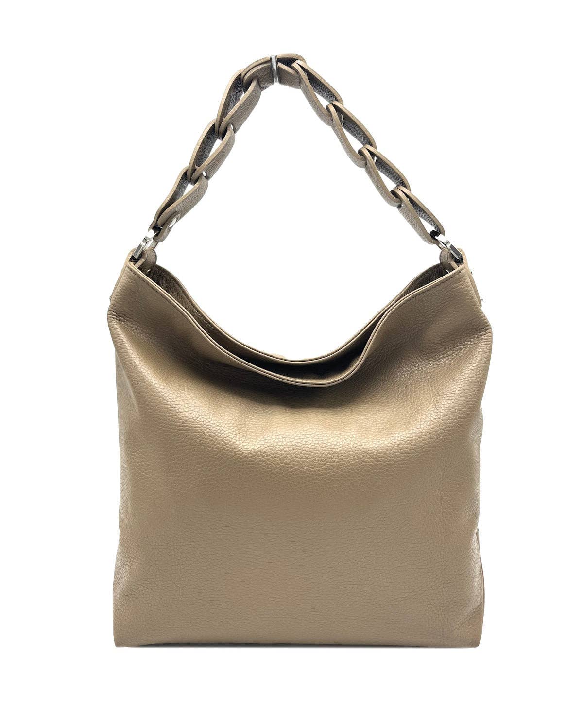Große Lederschultertasche Made in Italy – Art. 112420 | Taupe