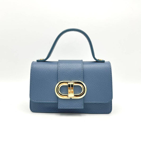 Mini Ledertasche mit Kettenriemen Made in Italy – Art. 112413 | Hellblau
