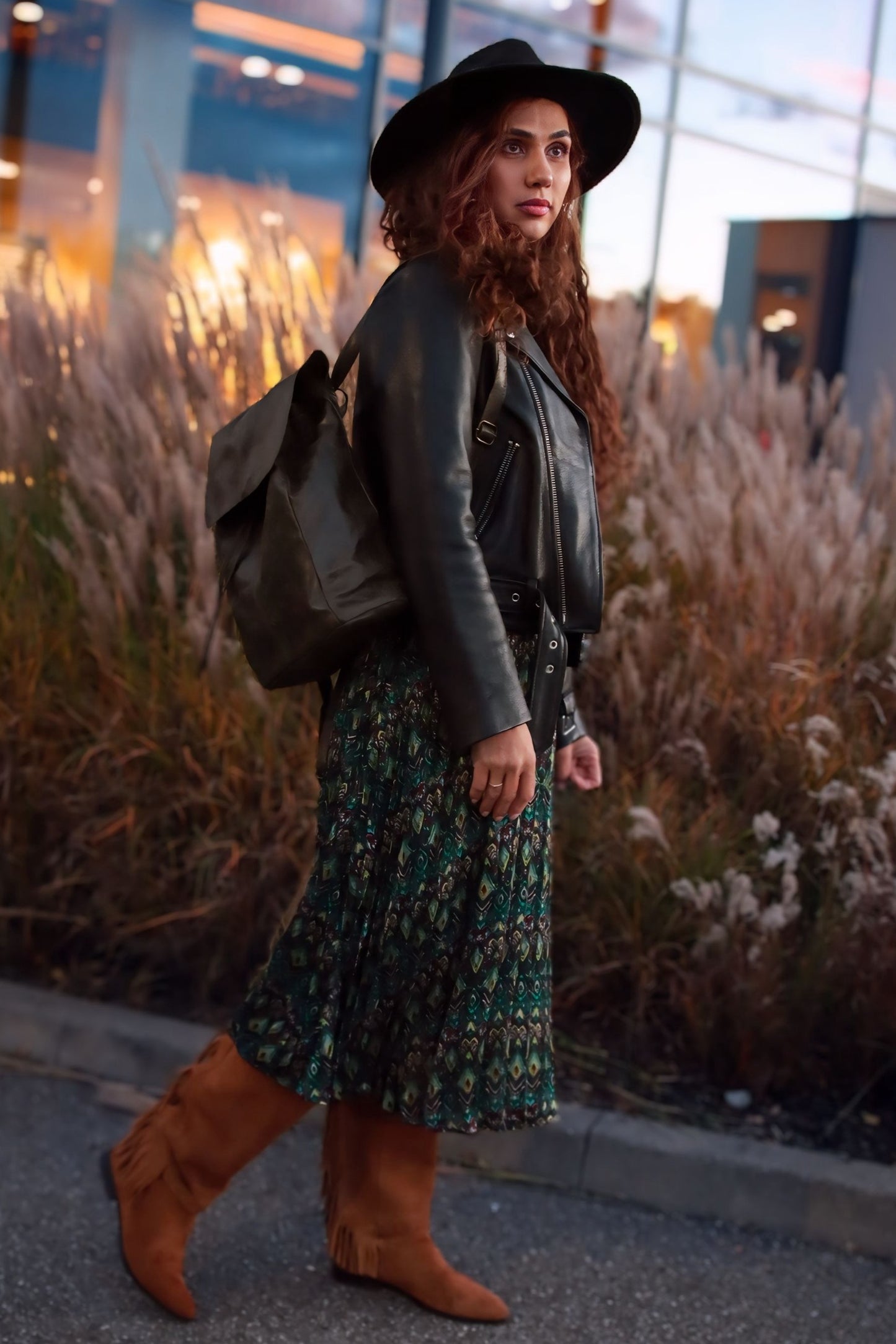 Rucksack aus echtem Leder Grün, Hergestellt in Italien