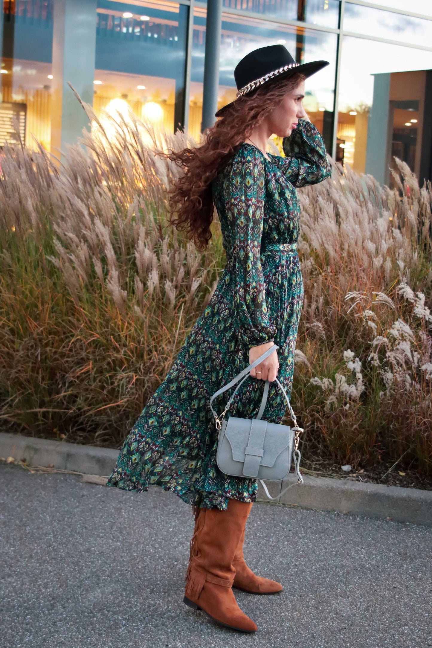 Umhängetasche aus echtem Leder Grigio, Hergestellt in Italien