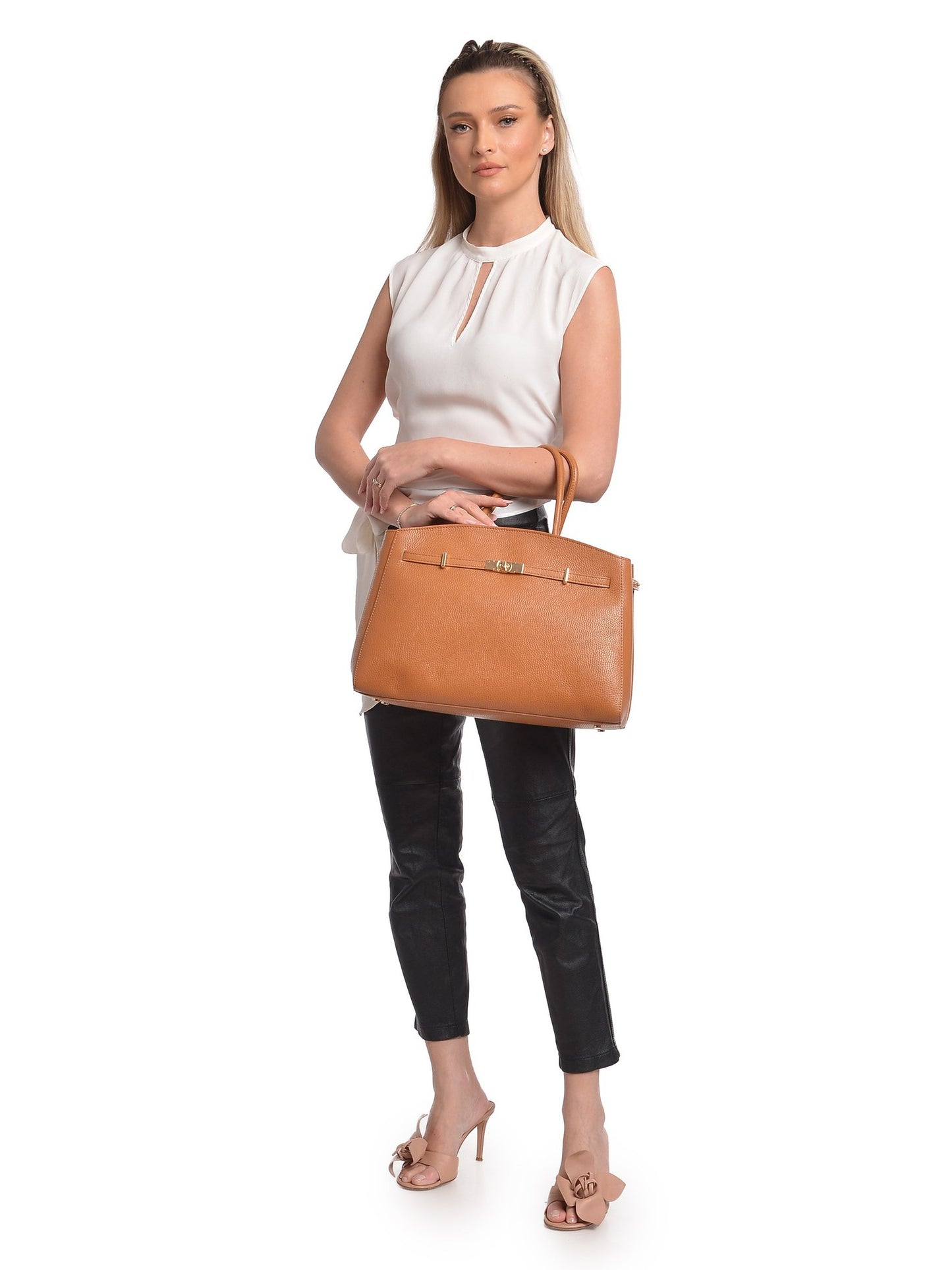 Anna Luchini Tote Bag AL 164T – Handtasche aus echtem Leder, Hergestellt in Italien