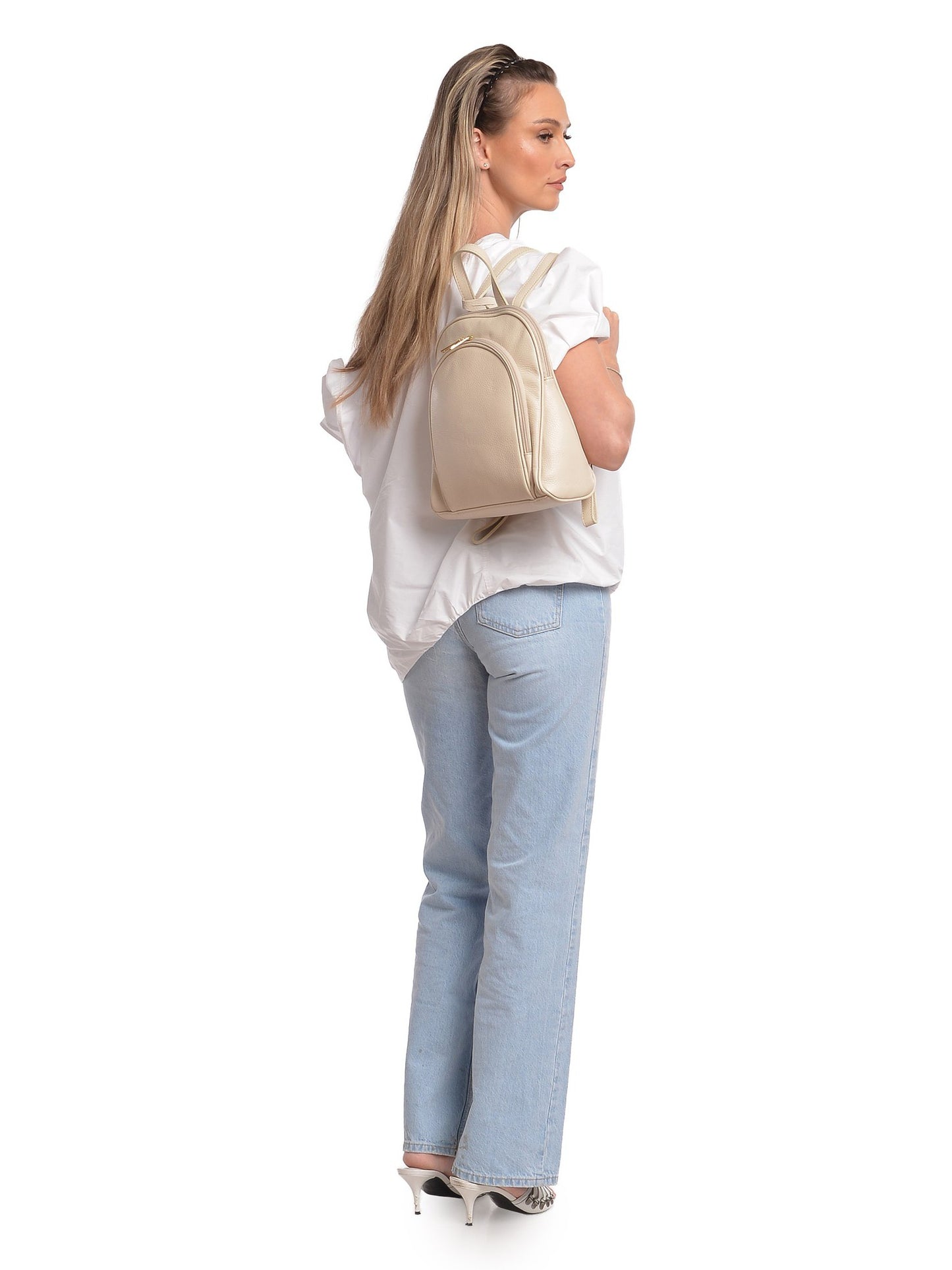 Anna Luchini Backpack AL 169 – Rucksack aus echtem Leder, Hergestellt in Italien