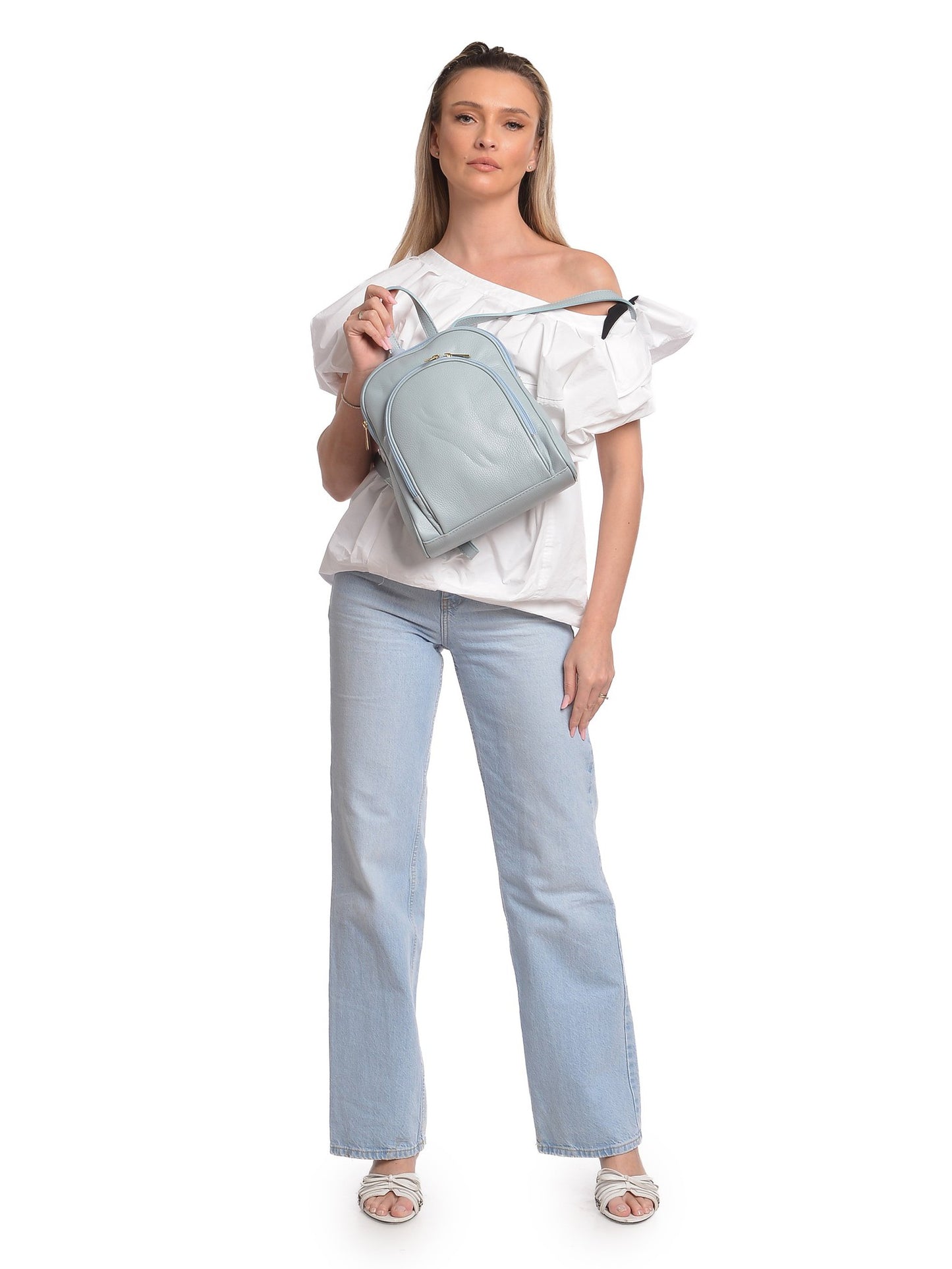 Anna Luchini Backpack AL 169 – Rucksack aus echtem Leder, Hergestellt in Italien