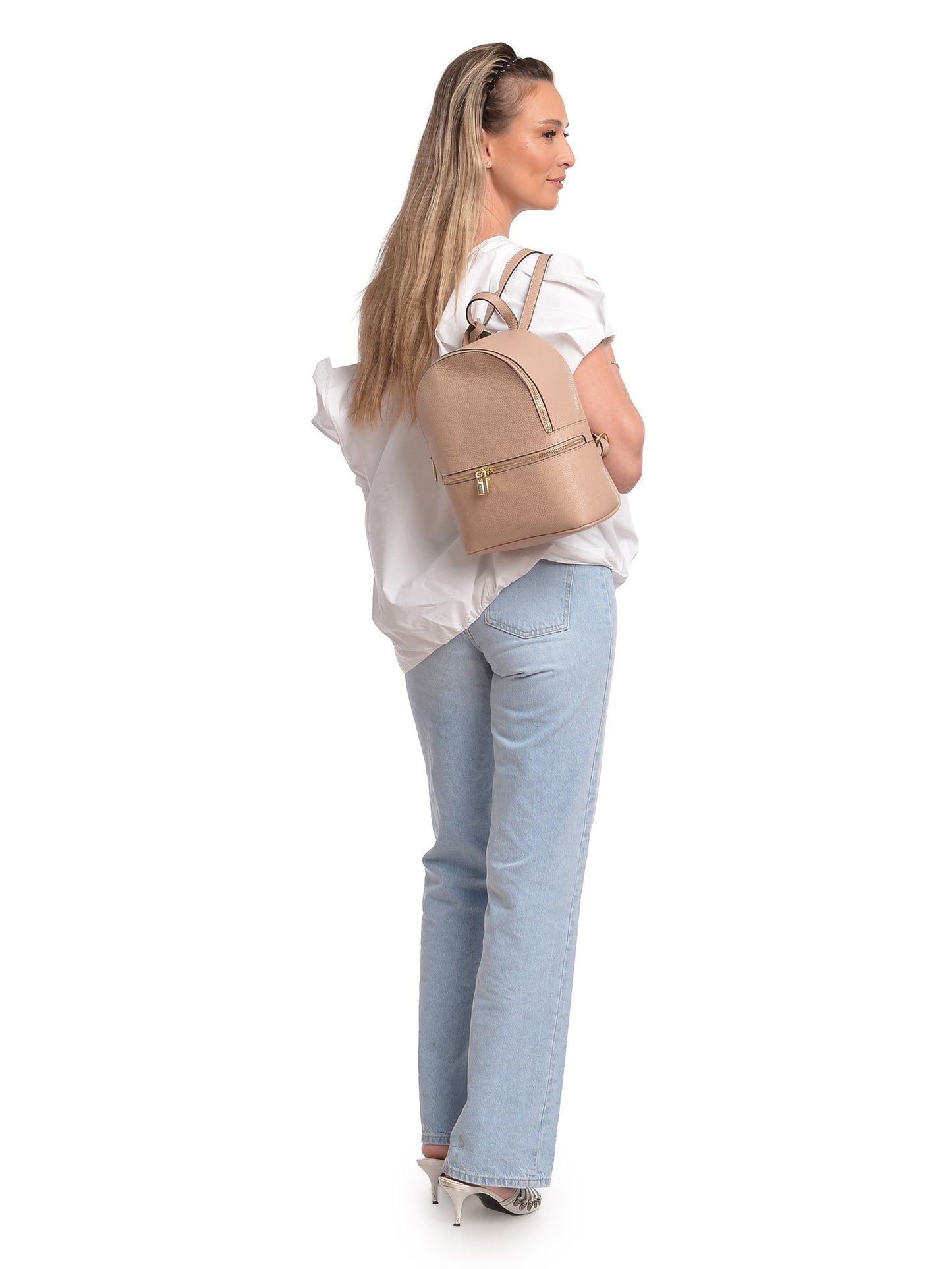 Isabella Rhea Backpack IR 189 – Rucksack aus echtem Leder, Hergestellt in Italien