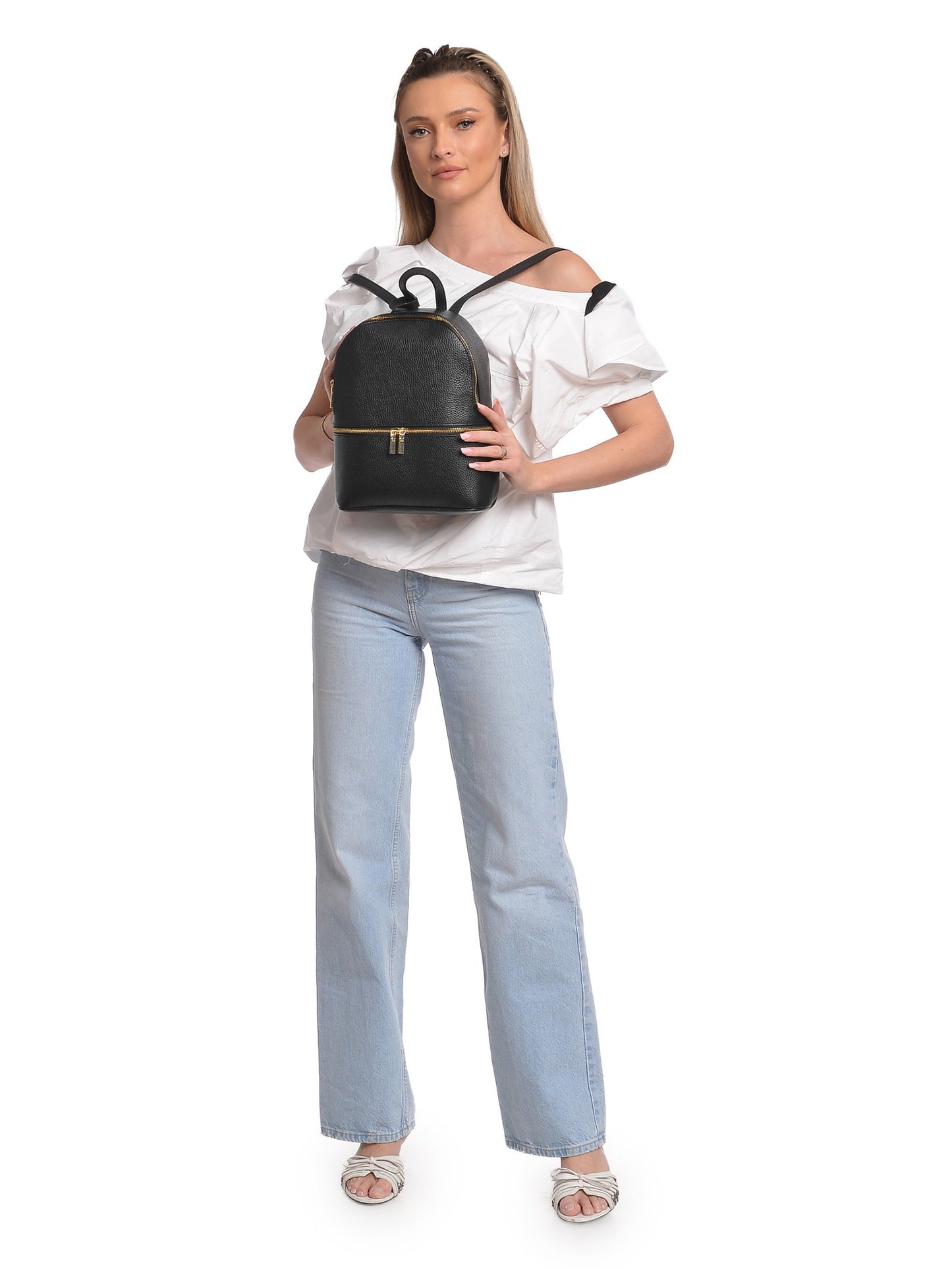 Isabella Rhea Backpack IR 189 – Rucksack aus echtem Leder, Hergestellt in Italien
