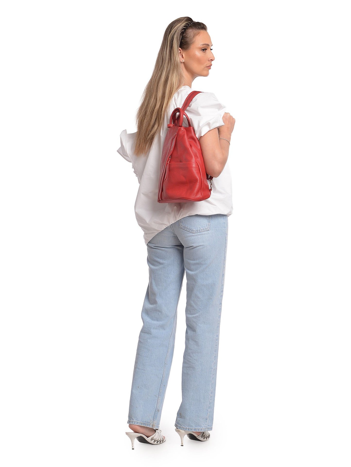 Isabella Rhea Backpack IR 190 – Rucksack aus echtem Leder, Hergestellt in Italien