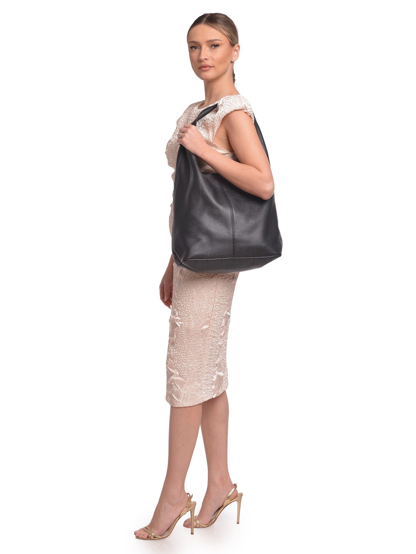 Roberta M Hobo Bag RM 155 – Handtasche aus echtem Leder, Hergestellt in Italien