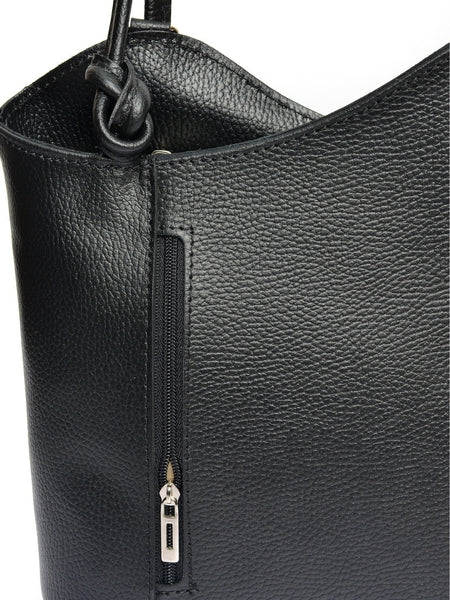 Einkaufstasche & Rucksack 2-in-1 aus echtem Leder – Schwarz – Hergestellt in Italien