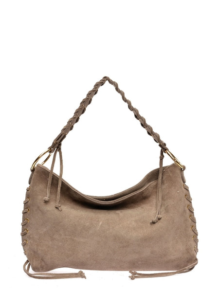 Shoulder Bag aus echtem Wildleder – Fango – Hergestellt in Italien