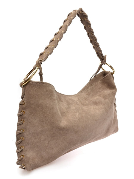 Shoulder Bag aus echtem Wildleder – Fango – Hergestellt in Italien