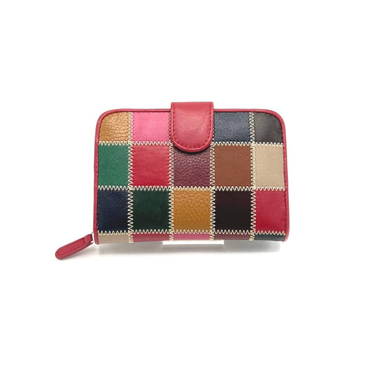 Damen-Geldbörse aus echtem Leder im Patchwork-Design, Art. 836.500