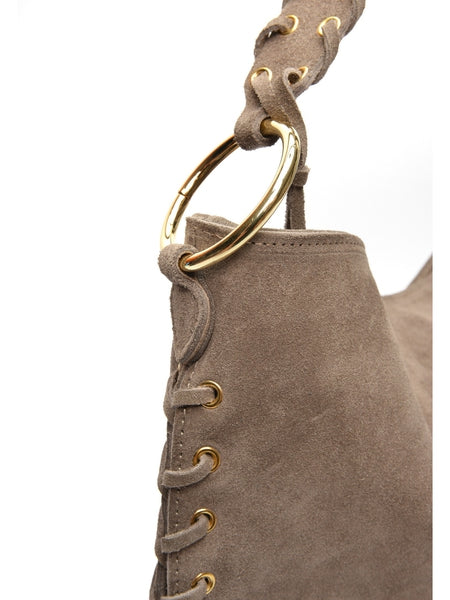 Shoulder Bag aus echtem Wildleder – Fango – Hergestellt in Italien