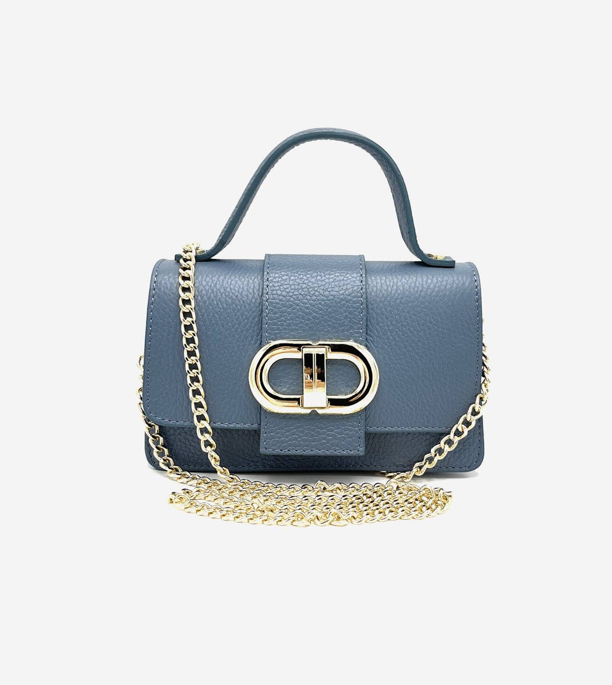 Mini Ledertasche mit Kettenriemen Made in Italy – Art. 112413 | Hellblau