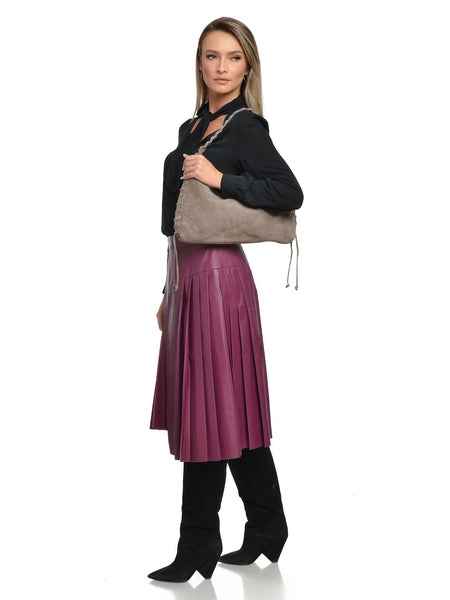 Shoulder Bag aus echtem Wildleder – Fango – Hergestellt in Italien