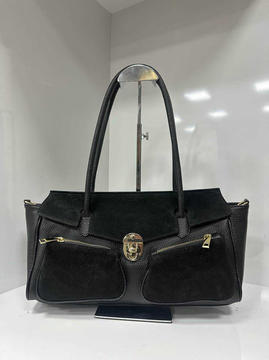 Borsa Sara aus echtem Leder und Wildleder, Hergestellt in Italien