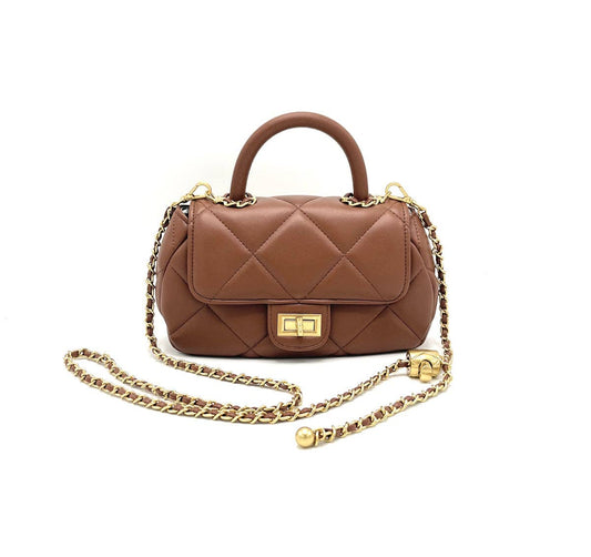 Mini-Kettentasche aus echtem Leder