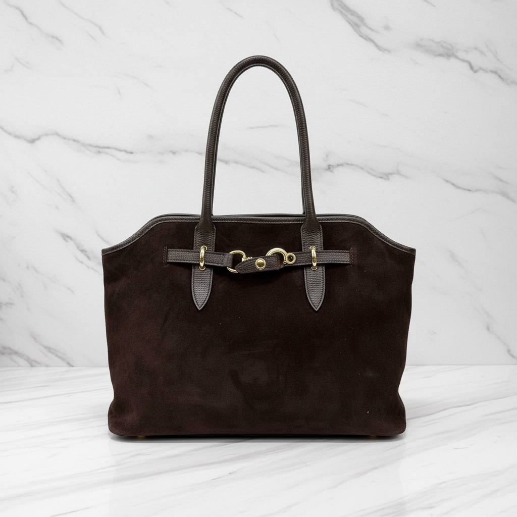 Damen Handtasche Leder Dunkelbraun - Seite