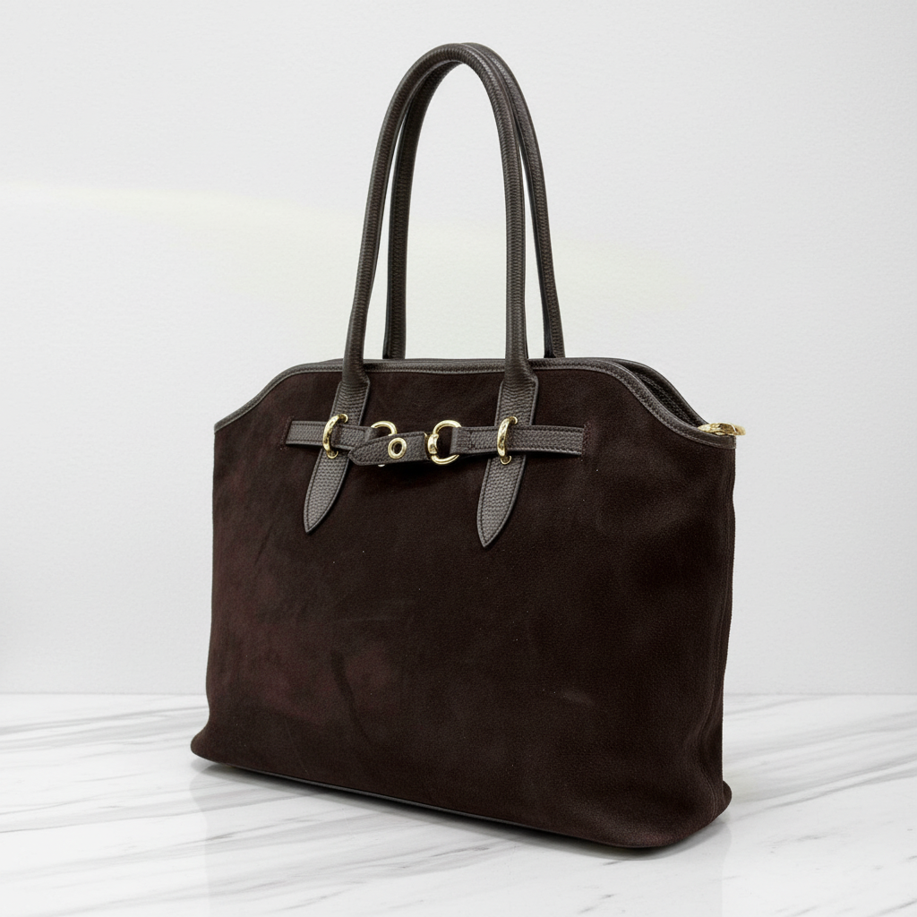 Damen Handtasche Leder Dunkelbraun - Lateral