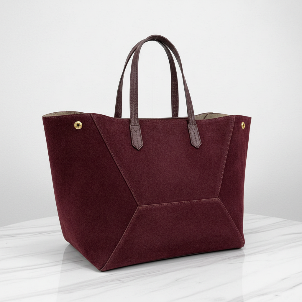 Damen Shopper Tasche Leder Bordeaux - Rückseite