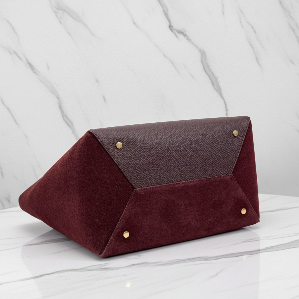 Damen Shopper Tasche Leder Bordeaux - Boden