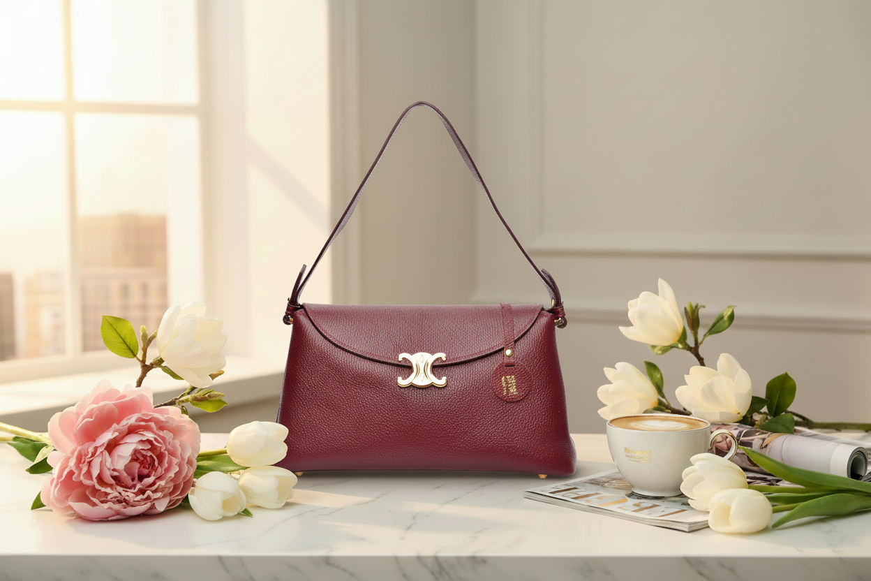 Spring Lifestyle Image - Burgundy Bag